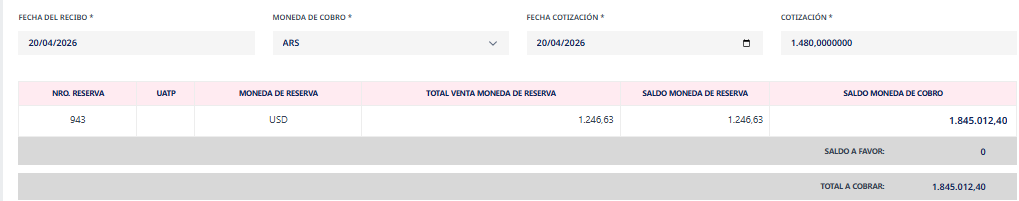 Cotización y moneda de cobro