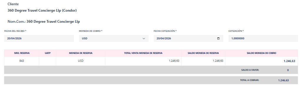 Datos generales del recibo
