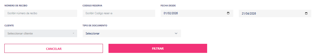 Filtros de Listado de Recibos