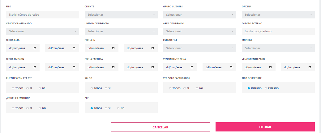 Filtros de Venta por Cliente